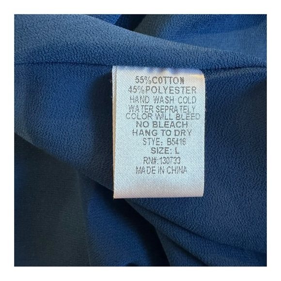 Umgee Blue and Lace Mini Dress L Boho Baby Doll Lose Flowy Embroidered - Picture 8 of 10